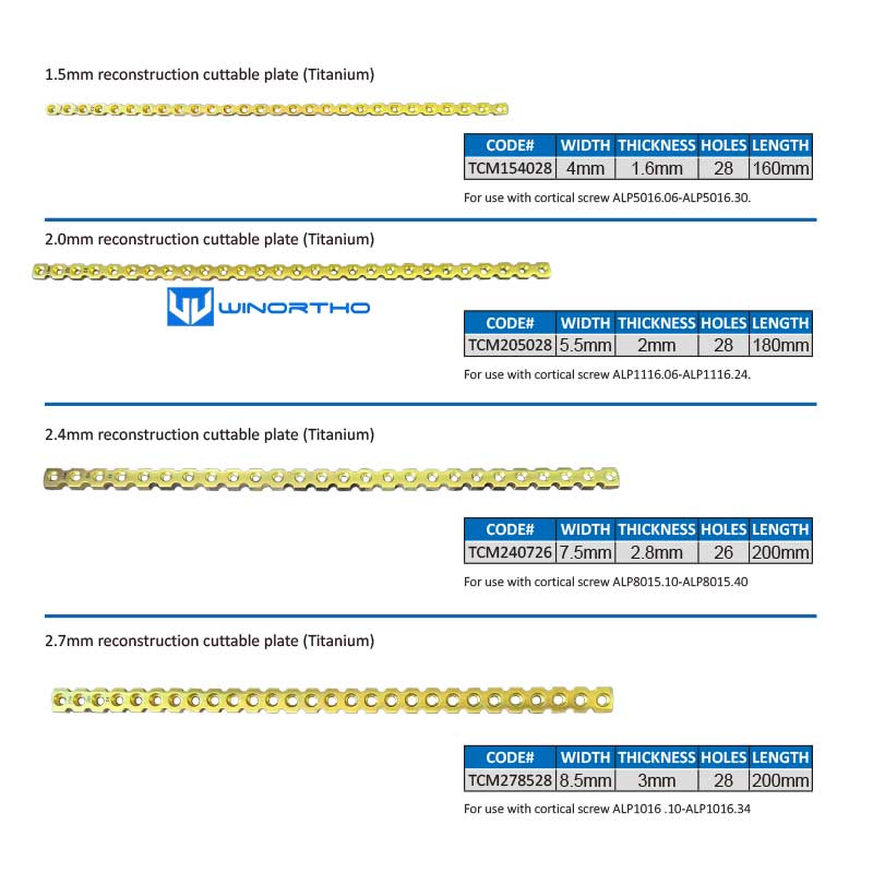 ALPS Titanium reconstruction round hole cuttable plate cortical screws vet veterinary pet animals orthopedic instruments surgical tools