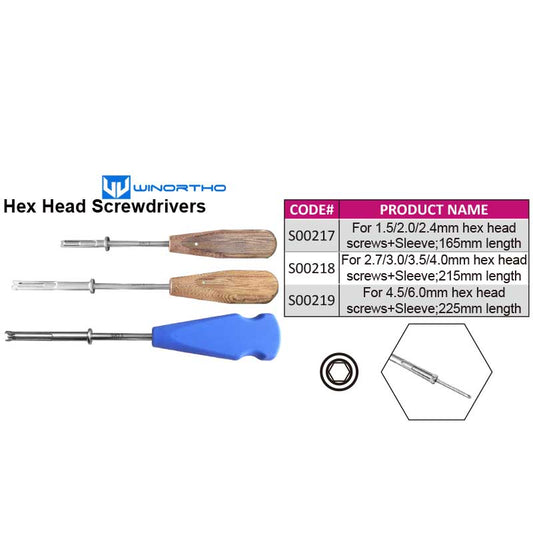 Hex Head Screwdrivers holding sleeves vet animals pet veterinary orthopedic instruments tools bone screws plates surgical ao winortho