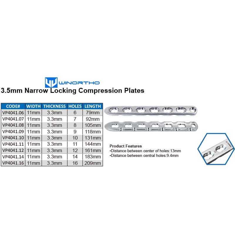 3.5mm Narrow LCP 316LVM stainless steel compression locking bone plates screws ao vet pet animall tools veterinary orthopedic winortho