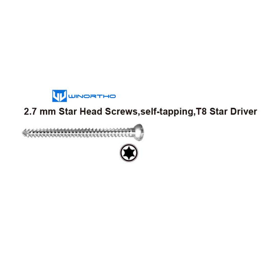 2.7mm star head cortical screws, seld-tapping . stainless steel a0 vet animal pet dog