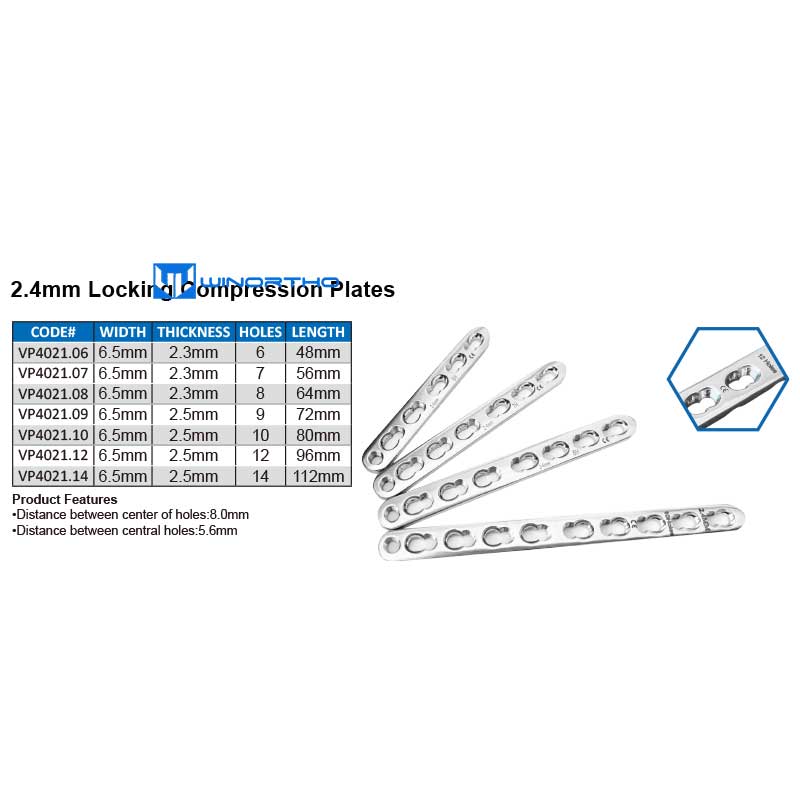 2.4mm LCP 316LVM stainless steel compression locking bone plates screws ao vet pet animall tools veterinary orthopedic winortho