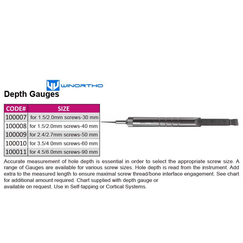 Depth Gauges 30/40/50/60mm veterinary orthopedic instruments animals pet surgical tools