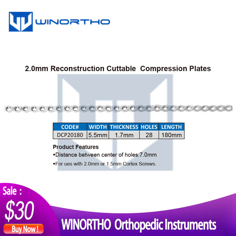 2.0mm reconstruction cuttable high strength ao bone compression plate locking screws winortho